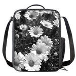 Monochrome Daisy Flower Print Crossbody Lunch Bag