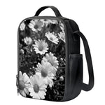 Monochrome Daisy Flower Print Crossbody Lunch Bag