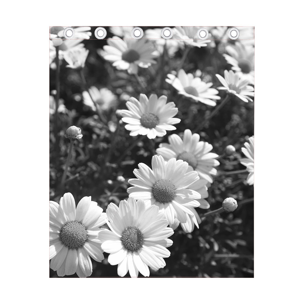Monochrome Daisy Flower Print Curtain