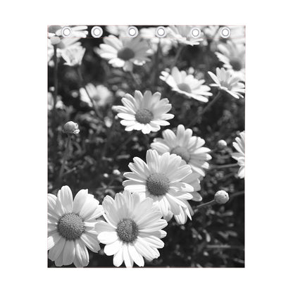 Monochrome Daisy Flower Print Curtain