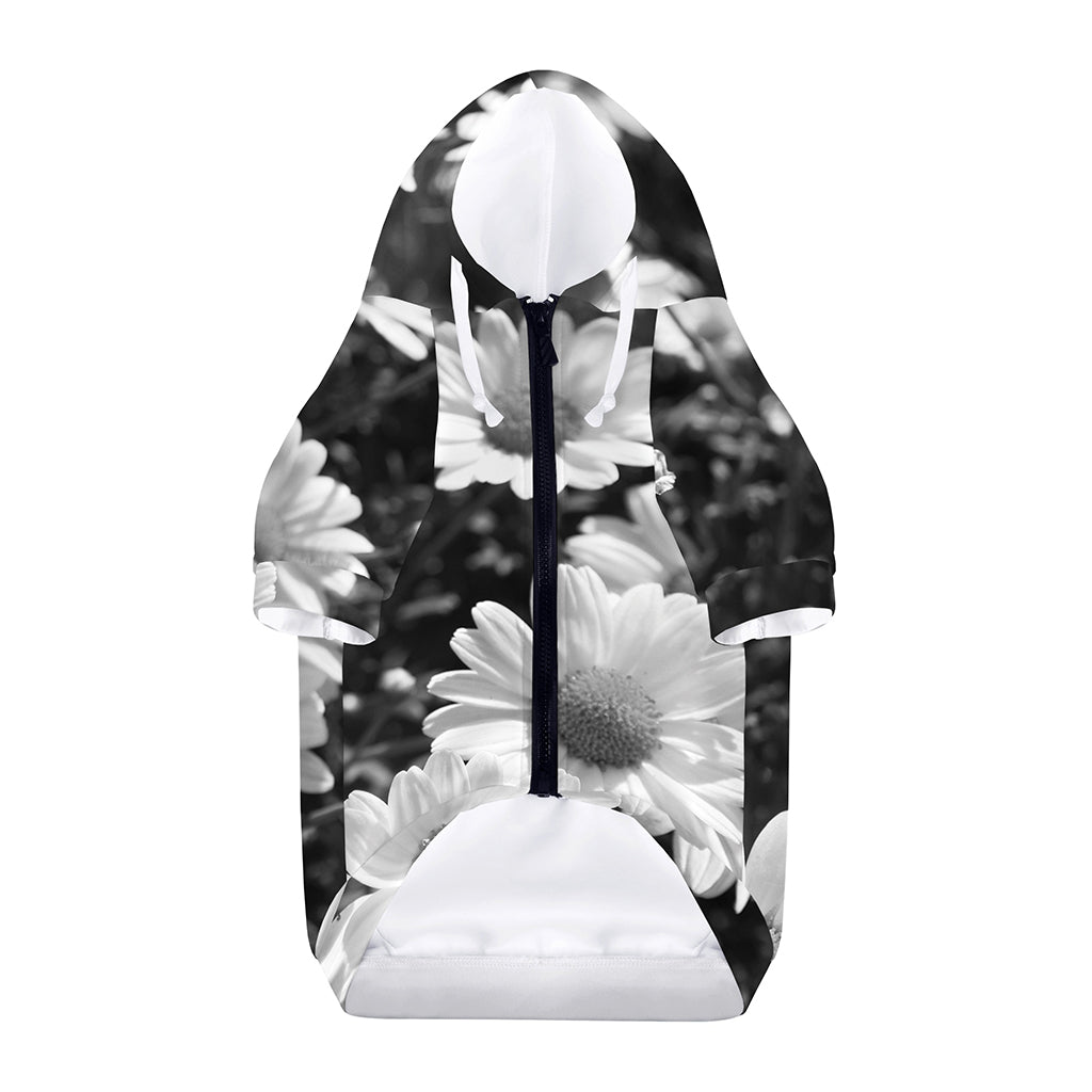 Monochrome Daisy Flower Print Dog Zip Up Hoodie