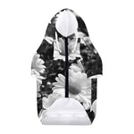Monochrome Daisy Flower Print Dog Zip Up Hoodie