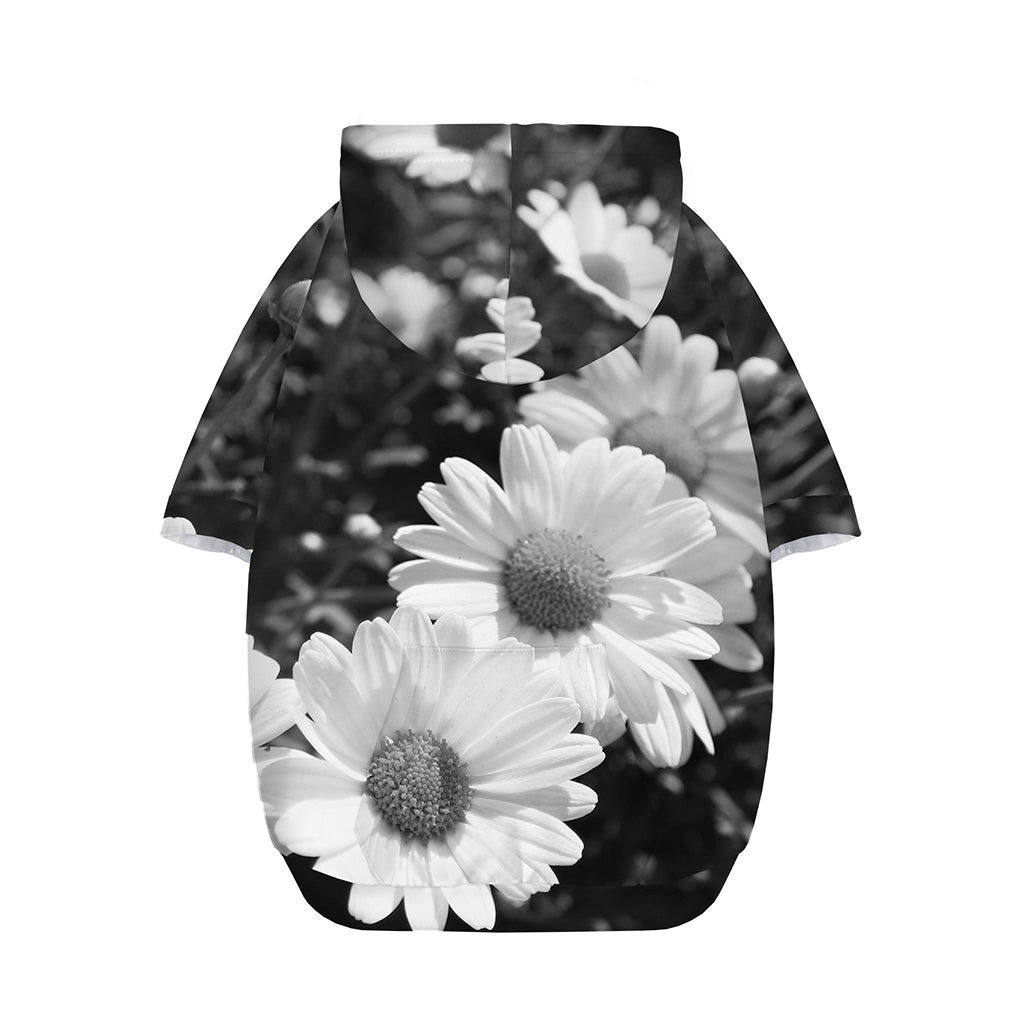 Monochrome Daisy Flower Print Dog Zip Up Hoodie