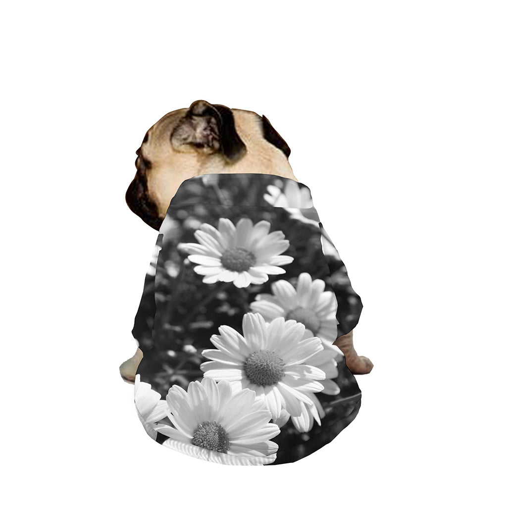 Monochrome Daisy Flower Print Dog Zip Up Jacket