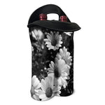 Monochrome Daisy Flower Print Double Neoprene Wine Tote