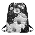 Monochrome Daisy Flower Print Drawstring Backpack