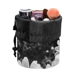 Monochrome Daisy Flower Print Drawstring Makeup Bag