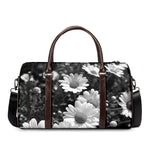 Monochrome Daisy Flower Print Duffle Bag