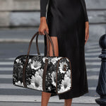Monochrome Daisy Flower Print Duffle Bag