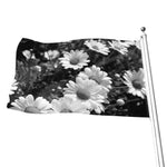 Monochrome Daisy Flower Print Flag
