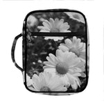 Monochrome Daisy Flower Print Front Pocket Bible Bag