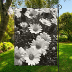 Monochrome Daisy Flower Print Garden Flag