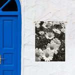 Monochrome Daisy Flower Print Garden Flag