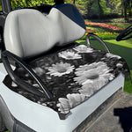 Monochrome Daisy Flower Print Golf Cart Seat Cover
