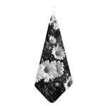 Monochrome Daisy Flower Print Hand Towel