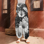 Monochrome Daisy Flower Print Harem Pants