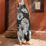 Monochrome Daisy Flower Print Harem Pants