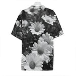 Monochrome Daisy Flower Print Hawaiian Shirt
