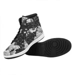 Monochrome Daisy Flower Print High Top Leather Sneakers
