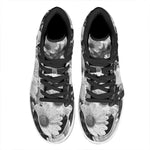 Monochrome Daisy Flower Print High Top Leather Sneakers