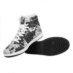 Monochrome Daisy Flower Print High Top Leather Sneakers