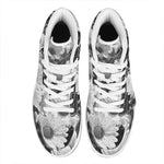 Monochrome Daisy Flower Print High Top Leather Sneakers