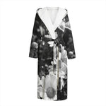 Monochrome Daisy Flower Print Hooded Bathrobe
