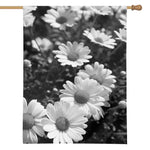 Monochrome Daisy Flower Print House Flag