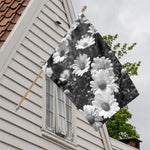 Monochrome Daisy Flower Print House Flag