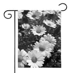 Monochrome Daisy Flower Print House Flag