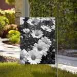 Monochrome Daisy Flower Print House Flag