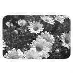 Monochrome Daisy Flower Print Indoor Door Mat