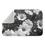 Monochrome Daisy Flower Print Indoor Door Mat