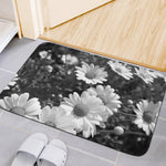 Monochrome Daisy Flower Print Indoor Door Mat