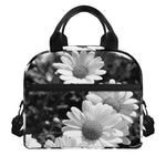 Monochrome Daisy Flower Print Insulated Lunch Bag