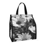 Monochrome Daisy Flower Print Insulated Lunch Tote