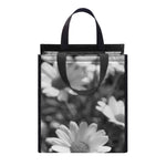 Monochrome Daisy Flower Print Insulated Lunch Tote