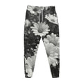 Monochrome Daisy Flower Print Jogger Pants