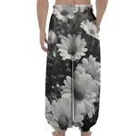 Monochrome Daisy Flower Print Lantern Pants