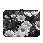Monochrome Daisy Flower Print Laptop Sleeve