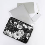 Monochrome Daisy Flower Print Laptop Sleeve