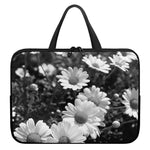 Monochrome Daisy Flower Print Laptop Sleeve With Handle