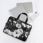 Monochrome Daisy Flower Print Laptop Sleeve With Handle