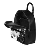 Monochrome Daisy Flower Print Leather Backpack