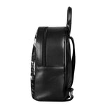 Monochrome Daisy Flower Print Leather Backpack