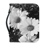 Monochrome Daisy Flower Print Leather Bible Cover