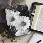 Monochrome Daisy Flower Print Leather Bible Cover