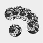 Monochrome Daisy Flower Print Leather Coaster Set