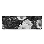 Monochrome Daisy Flower Print Long Kitchen Mat