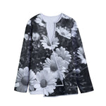 Monochrome Daisy Flower Print Long Sleeve Short Coat